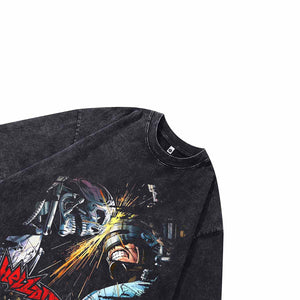 Robocop vintage t-shirt robot cartoon tee futuristic top in acid grey