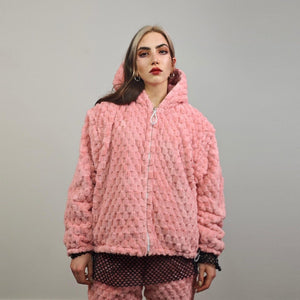 Pink paisley jacket reversible fleece hood bandanna bomber retro geometric cashew coat detachable sleeve overcoat fluffy tiedye festival set