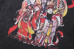 Vintage Japanese cartoon t-shirt retro anime tee dynasty top in vintage grey