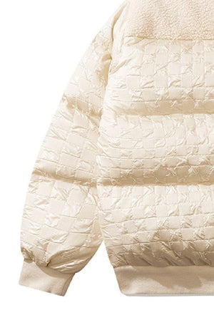 Fleece puffer contrast jacket grunge bomber heart coat cream