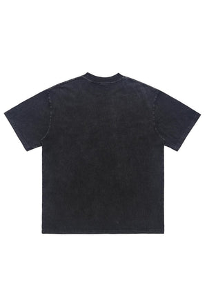 Earth print t-shirt grunge tee Gemini top in vintage black