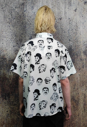 Retro celebrity shirt famous print short sleeve top in white