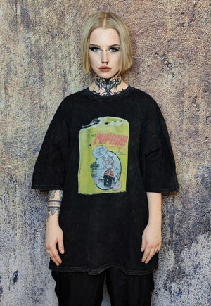 Big mouth, American Psycho & Popeye PRINT vintage wash t-shirt sample sale 3 for 2