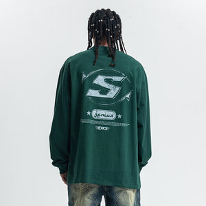 Genius slogan jumper 00s grunge long sleeve top skater t-shirt in black