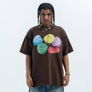 Psychedelic t-shirt graffiti top raver tee grunge jumper in white