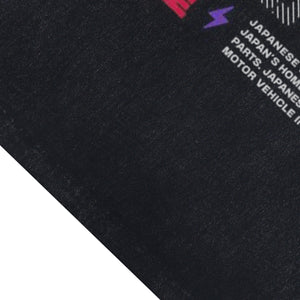 Anime print sleeveless t-shirt retro Japanese car surfer vest 90s racing tank top in acid wash black