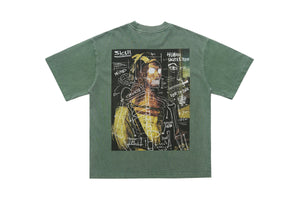 Mona Lisa t-shirt graffiti tee creepy top grunge jumper in grey