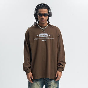 Genius slogan jumper 00s grunge long sleeve top skater t-shirt in black