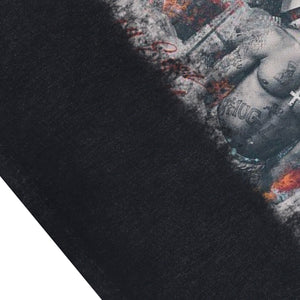 Tupac sleeveless t-shirt vintage rapper vest retro hip-hop tank top in acid wash black