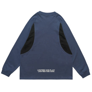 Racing top long sleeve patchwork top motorsports grunge jumper in blue