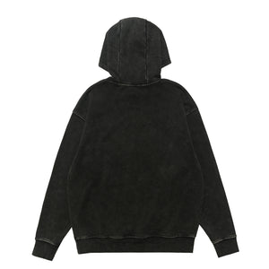 Anti war hoodie vintage wash peace jumper retro grunge top in acid grey