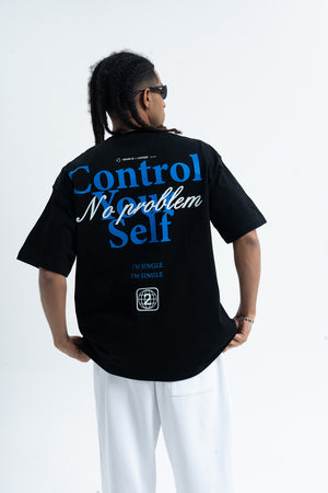 Control slogan t-shirt motivational top 90s tee in black