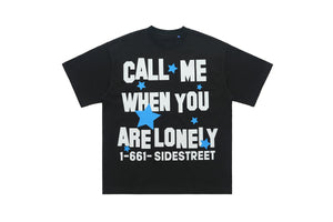 Lonely t-shirt single slogan top graffiti tee in Black
