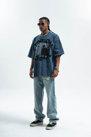 Vintage Tunechi t-shirt retro hip-hop tee grunge rapper top in grey