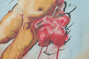 Angel emoji t-shirt creepy smile tee funny y2k top in Cream