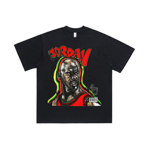 Retro Michael Jordan t-shirt psychedelic tee basketball player top in black
