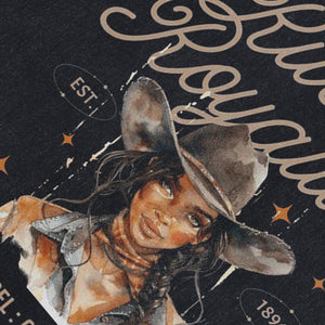 Cowgirl print sleeveless t-shirt wild west surfer vest USA western tank top in acid wash black