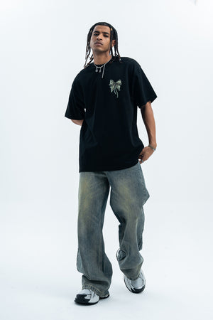 Money print t-shirt dollar sign tee hip-hop top rapper jumper black