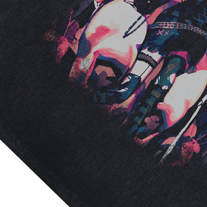 Anime girl sleeveless t-shirt Japanese poster surfer vest 00s Manga cartoon tank top in acid wash black