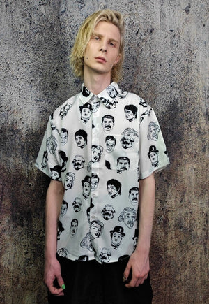 Retro celebrity shirt famous print short sleeve top in white