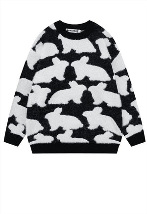Fluffy sweater knitted rabbit jumper distressed punk top
