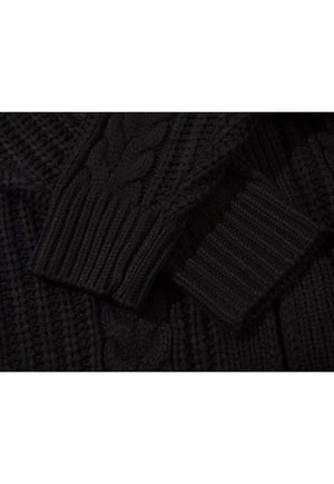 Cardigan dress cable knitted extreme length sweater in grey