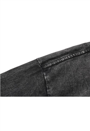 Metalcore t-shirt butterfly tee vintage wash top acid grey