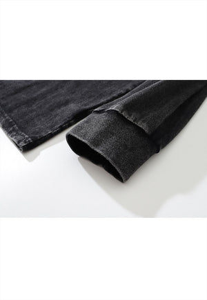 Psychedelic t-shirt vintage wash sun print long tee in grey