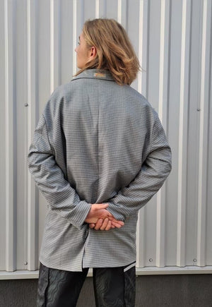 Loose fit dogtooth blazer houndstooth rave jacket grey check