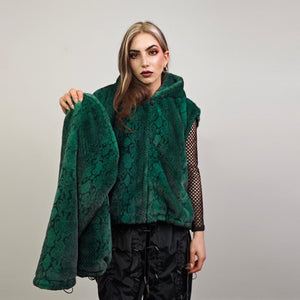 Snake faux fur joggers green python trousers crocodile pants rave fluffy overalls festival bottoms burning man fleece set