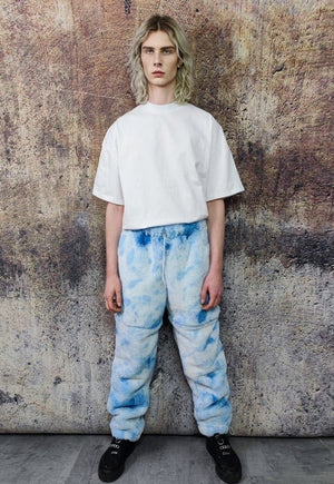 Tie-dye faux fur joggers fleece pants 2 in 1 trouser shorts