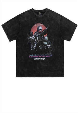 Robocop t-shirt grunge robot tee retro movie top in grey