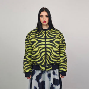 Leopard jacket brown animal print bomber reversible cheetah college varsity detachable sleeves handmade rave puffer grunge festival coat