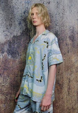 Baroque sports set paisley pattern shirt & shorts combo