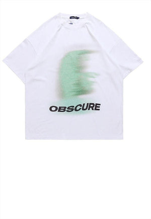 Abstract print grunge t-shirt Gothic tee obscure top black