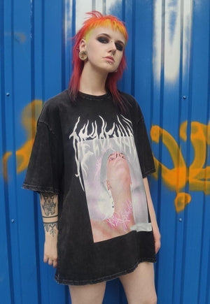 Rapper tee money print t-shirt raver climax top in black