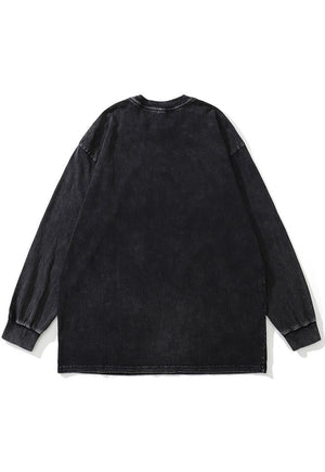 Wizard t-shirt grunge burger print long tee retro top in grey