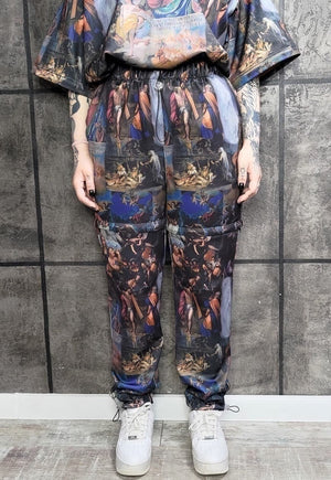 Detachable Baroque joggers handmade shorts religion pants