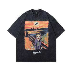 Joker cartoon t-shirt retro clown tee Y2k cartoon top in vintage grey