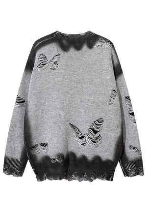 Graffiti sweater black ripped punk y2k jumper butterfly top