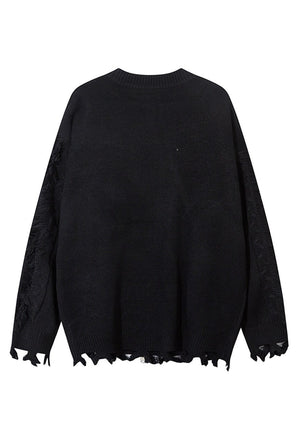 Grunge zip up cardigan grey ripped punk jumper y2k knit top