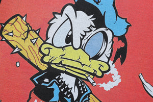 Punk cartoon t-shirt duck print tee retro American top in vintage grey