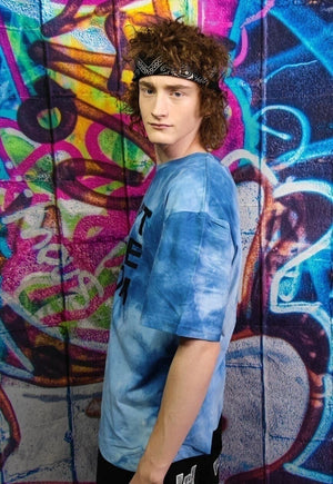 Ti-dye t-shirt Y2K heart breaker slogan tee in cloud blue