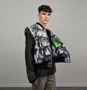 Gay bomber LGBT community print jacket lesbian reversible trans college varsity detachable sleeves handmade queer print raver coat