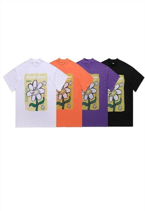 Floral t-shirt vintage poster tee 70s hippie top in purple