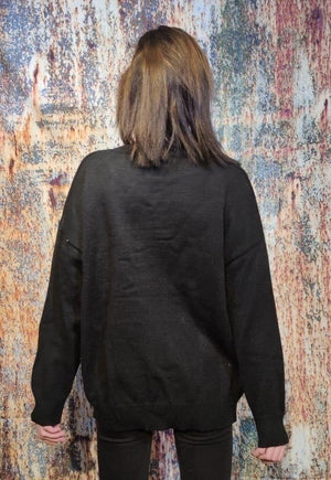 Daisy knitwear sweater floral knitted top y2k jumper Black