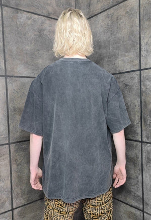 Anime t-shirt premium vintage wash grunge tee in grey