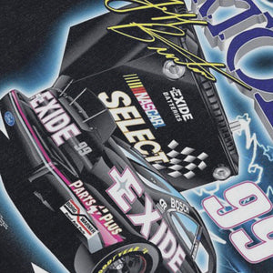 Y2K racing car sleeveless t-shirt 00s motorsports surfer vest sports print tank top in acid wash black