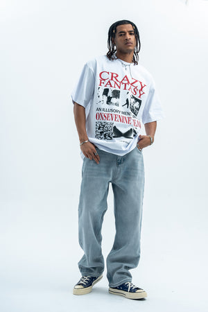 Punk t-shirt psychedelic top graffiti tee retro photography jumper in white