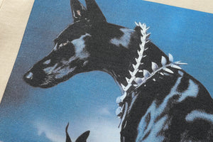 Doberman t-shirt dog print tee pinscher poster top in vintage Grey